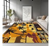 Générique Tapis Doux Lavable 60 x 120 cm Motif Tribu Africaine Palmier Animal, Dessous antidérapant, Tapis Moelleux à Poils Courts pour Chambre Salon Salle à Manger, Couleur Orange