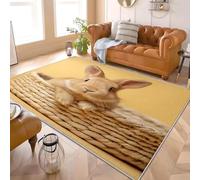 Générique Tapis Doux Moelleux et Lavable, Antidérapant Animaux Lapin Gros Plan Décoration de Chambre de Luxe 80x150 cm Tapis Jaune pour Salon, Salle de Bain, Cuisine, Buanderie