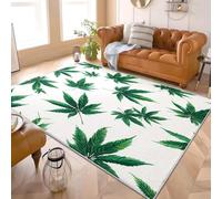 Générique Tapis Doux Moelleux et Lavable, Antidérapant Feuille De Plante Simple Et RéAliste Décoration de Chambre de Luxe 120x180 cm Tapis Blanc pour Salon, Salle de Bain, Cuisine, Buanderie