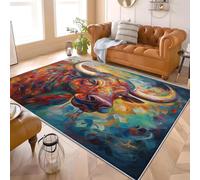 Générique Tapis Doux Moelleux et Lavable, Antidérapant Peinture à l'huile Art Bull Décoration de Chambre de Luxe 160x230 cm Tapis Coloré pour Salon, Salle de Bain, Cuisine, Buanderie