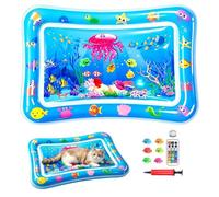 Générique Tapis Eau Chat, Tapis d'eau Sensoriel pour Chats Épaissi avec Poisson Nageurs, Jouet Interactif de Chat Intérieurs, Tapis de Jeu Gonflable Été pour Chats et Chiens (A)