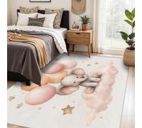 Générique Tapis Éléphant, Grand Tapis Salon 160x230 Animaux Mignon Dessin Animé Carpette Chambre, Flanelle Poil Ras Moelleux - Antidérapa Lavable en Machine H-72