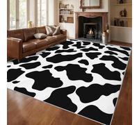 Générique Tapis Empreinte de Vache, Grand Tapis Salon 200x300 Imprimé Animaux Noir Blanc Carpette Chambre, Flanelle Poil Ras Moelleux - Antidérapa Lavable en Machine H-95