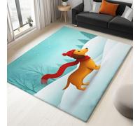 Générique Tapis Enfant Adulte Scène De Neige Thème Noël Teckel 60 x 90 cm Antidérapant Poil Court Tapis, Blanc Résistant Doux Moquette pour Salon Chambre à Coucher Cuisine