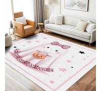 Générique Tapis Enfant Fille Lavable 80x150 - Motif Rose Nœud Papillon Léopard, Petit Tapis Entree Interieur Chambre Paillasson Antidérapant Poil Court Doux Decoration Maison Carpet, FD1126