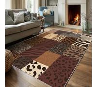 Générique Tapis Entree Interieur 60x90 Motif Animaux Patchwork, Tapis de Porte Imprimé Ferme Leopard Zebre, Paillasson Lavable Antidérapant, Decoration Chambre Cuisine, Poil Ras, Doux fc251