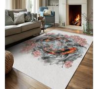 Générique Tapis Entree Interieur 60x90 Motif Carpes Koï, Tapis de Porte Imprimé Japonais Fleurs de Cerisier, Paillasson Lavable Antidérapant, Decoration Chambre Cuisine, Poil Ras, Doux JID1
