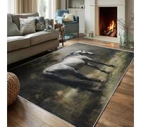 Générique Tapis Entree Interieur 90x120 Motif Cheval, Tapis de Porte Imprimé Ferme Animaux, Paillasson Lavable Antidérapant, Decoration Chambre Cuisine, Poil Ras, Doux H136