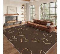 Générique Tapis Entree Interieur Cœur Doré, Petit Tapis Motif Cœur Simple Modern Chambre 40 x 60 cm, Antidérapant Lavable Doux à Poils Ras, Decoration Maison, Brun O-fd7