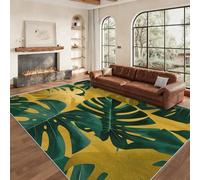 Générique Tapis Entree Interieur Monstera, Petit Tapis Motif Feuilles Or Vert Plante Chambre 40 x 60 cm, Antidérapant Lavable Doux à Poils Ras, Decoration Maison, Vert Or O-fd6