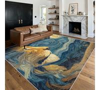Générique Tapis Entree Interieur Nuit Étoilée, Petit Tapis Motif Lion Animaux Peinture à l'huile Chambre 60 x 90 cm, Antidérapant Lavable Doux à Poils Ras, Decoration Maison, Bleu Brun O-fd1
