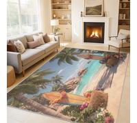 Générique Tapis Entree Interieur Plage Tropicale, Petit Tapis Motif Paysage Côtier Planche de Surf Chambre 60 x 90 cm, Antidérapant Lavable Doux à Poils Ras, Decoration Maison, Multicolore O-fd12