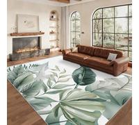 Générique Tapis Entree Interieur Plante Tropical, Petit Tapis Motif Feuille de Palmier Monstera Verte Chambre 40 x 60 cm, Antidérapant Lavable Doux à Poils Ras, Decoration Maison, Vert Blanc O-fd6