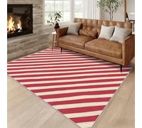 Générique Tapis Entree Interieur Rayures Rouge et Blanc, Petit Tapis Motif Rayures Modern Simple Chambre 40 x 60 cm, Antidérapant Lavable Doux à Poils Ras, Decoration Maison, Rouge Blanc O-fd10