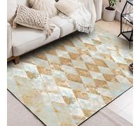 Générique Tapis Entree Interieur Salon Chambre Adulte Salle a Manger Cuisine,Abstract Modern Geometric Design Cyan Blanc,Brown,70 x 140 cm
