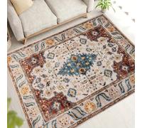 Générique Tapis Entree Interieur Salon Chambre Adulte Salle a Manger Cuisine, Cream Rouge Jaune Bleu Oriental Traditional,Multicolour,60 x 120 cm