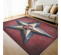 Générique Tapis Entree Interieur Texas Star Occidentale, Petit Tapis Motif Étoile Drapeau Américain Chambre 40 x 60 cm, Antidérapant Lavable Doux à Poils Ras, Decoration Maison, Rouge Bleu O-fd18