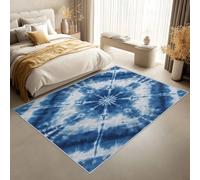 Générique Tapis Entree Interieur Tie Dye 60 x 90 cm, Lavable Petit Tapis Tie Dye Bleu, Poils Antidérapant Poils Ras Doux Moquette pour Paillasson Exterieur Entree P-&124