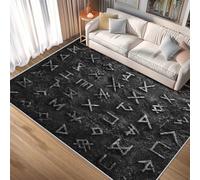 Générique Tapis Entreeécriture Viking Lavable 80x120 - Motif écriture Runique Alphabet, Petit Tapis Entree Interieur Chambre Paillasson Antidérapant Poil Court Doux Decoration Maison Carpet, FD4890