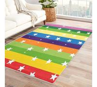 Générique Tapis étoile Rayures Lavable 60x90, Petit Tapis Entree Interieur Chambre, Motif Coloré Kawaii, Paillasson Antidérapant, Poil Court, Doux, Decoration Maison Carpet