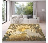 Générique Tapis Fantaisie 140 x 200 cm, Tapis De Salon Art Astronomie Constellation, Poils Courts Doux Et Confortables, Facile d'entretien, Microfibre De Haute Qualité, Ultra Résista Or Jaune