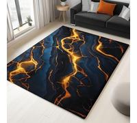 Générique Tapis Fantaisie Lave Marbre, Noir Moquette Poils Courts Doux Tapis de Porte Lavable antidérapant pour la Maison Salon Restaurant Chambre Cuisine, Chambre de Jeu (60 × 90 cm)