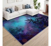 Générique Tapis Feuille De Chanvre, Nébuleuse pour Salon, Salle à Manger Chambre à Coucher, Tapis à Poil Court Fantaisie, Violet, 200x300 cm