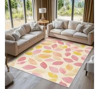 Générique Tapis Feuille Rose, Grand Tapis Salon 240x340 Plante Botanique Feuilles Mortes Carpette Chambre, Flanelle Poil Ras Moelleux - Antidérapa Lavable en Machine H-16