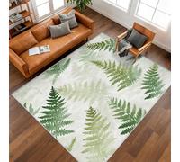 Générique Tapis Feuilles de Fougère Verte Interieur 200 x 300 cm, Tapis Salon Aquarelle Botanique Chambre, Moquette Motif Antidérapant Lavable Poil Ras Doux, Décoration Intérieure QAZ81