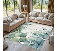 Générique Tapis Feuilles d'eucalyptus, Grand Tapis Salon 180x240 Botanique Aquarelle Plante Carpette Chambre, Flanelle Poil Ras Moelleux - Antidérapa Lavable en Machine H-16