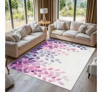 Générique Tapis Feuilles Violet, Grand Tapis Salon 120x170 Plante Botanique Feuille Carpette Chambre, Flanelle Poil Ras Moelleux - Antidérapa Lavable en Machine H-16