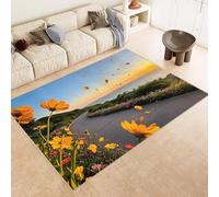 Générique Tapis Fleur 60x120 cm Texture Douce Cachemire Anti Dérapant Tapis Mer Nature 3D Imprimé Motif Nettoyage Facile à l'Aspirateur ou en Machine Convient pour Salle de Bain Cuisine Entrée Carpet