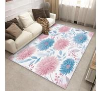 Générique Tapis Fleur Bleue Rose, Tapis Entree Interieur Dahlia Plante, Poils Antidérapant Courts Doux Moquette Paillasson Interieur Entree Un Nettoyage Facile 60 x 90 cm P-&120