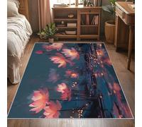 Générique Tapis Fleur de Lotus, Tapis Entree Interieur Lotus Rose, Poils Antidérapant Courts Doux Moquette Paillasson Interieur Entree Un Nettoyage Facile 60 x 90 cm P-&101