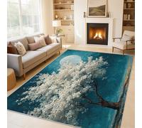 Générique Tapis Fleur de Prunier, Tapis Entree Interieur Arbre Lune Moderne, Poils Antidérapant Courts Doux Moquette Paillasson Interieur Entree Un Nettoyage Facile 40x60 cm P-&58