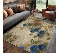 Générique Tapis Fleuri Salon 160x230 cm Motif Branche Feuille Fleurs Vintage, Tapis Lavable Antidérapant Doux Poil Court, Decoration Chambre Descente De Lit Carpet, j1d5257