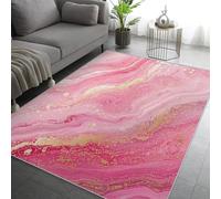 Générique Tapis Fluid Art Or Rose, Grand Tapis Salon 120x120 Sables Mouvant Marbre Carpette Chambre, Flanelle Poil Ras Moelleux - Antidérapa Lavable en Machine H-9