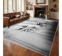 Générique Tapis Forêt de Bambou, Grand Tapis Salon 140x200 Zen Noir Blanc Carpette Chambre, Flanelle Poil Ras Moelleux - Antidérapa Lavable en Machine H2