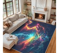 Générique Tapis Foudre Interieur 120 x 180 cm, Tapis Salon Nébuleuse Tonnerre Chambre, Moquette Motif Antidérapant Lavable Poil Ras Doux, Décoration Intérieure QAZ37