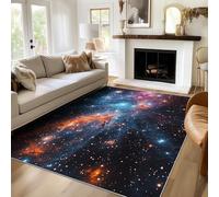 Générique Tapis Galaxie Espace Lavable 200x300, Tapis Salon Chambre, Motif Univers Planète Coloré Astronomie, Antidérapant, Poil Court, Doux, Decoration Maison