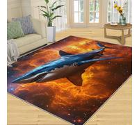 Générique Tapis Galaxy - 140 x 200 cm - Lavable - Motif Requin - pour Salon, Chambre à Coucher, Chevet, Table à Manger