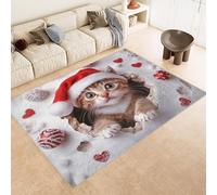 Générique Tapis Géant 180x240 cm Impression Noël ChatNoël 3D Tapis Lavable en Machine Imitation Cachemire Texture Douce et Antidérapante Idéal pour Salon Chambre Maison de Campagne et Salle de Yoga