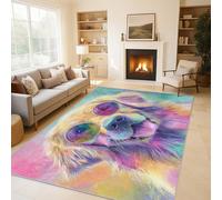 Générique Tapis Golden Retriever Coloré Interieur 80x120cm, Motif Animaux Mignon Tapis Salon Chambre Cuisine Bureau Antidérapant, Lavable, Doux, Poil Ras, Decoration Maison QAZ21