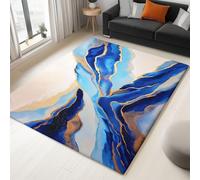 Générique Tapis Grand 140 x 200 cm Marbre Motif Montagne Abstrait, Moquette Bleu Imprimé Poil Ras, Moquette Lavable en Machine Antidérapant, Tapis en Fausse Laine d'agneau Super Doux Chambre