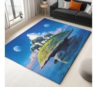 Générique Tapis Grand 180 x 240 cm Surréalisme Animal Tortue Éléphant, Moquette Bleu Imprimé Poil Ras, Moquette Lavable en Machine Antidérapant, Tapis en Fausse Laine d'agneau Super Doux Chambre