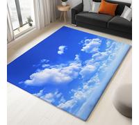 Générique Tapis Grand 180 x 240 cm Surréalisme Ciel Bleu Nuages Blancs, Moquette Bleu Imprimé Poil Ras, Moquette Lavable en Machine Antidérapant, Tapis en Fausse Laine d'agneau Super Doux Chambre