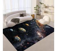 Générique Tapis Grande Taille 150x210 cm Espace Imitation Cachemire Lavable Impression Ciel étoilé Univers 3D Fond Silencieux pour Couloir Spacieux Home Cinéma ou Appartement Lumineux Q-177
