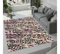 Générique Tapis Grande Taille 180x240 cm Imprimé Léopard Et Zèbre Imitation Cachemire Lavable Impression Bohême 3D Fond Silencieux pour Couloir Spacieux Home Cinéma ou Appartement Lumineux Q-26