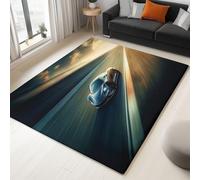 Générique Tapis Gris à Poils Courts 60x90 cm - Piste Rapide Supercar, Tapis Lavable Antidérapant Doux pour Salon, Chambre Enfant, Salle à Manger, Crèche, Salle de Jeux