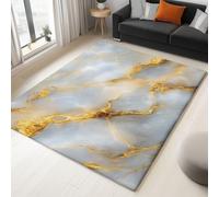 Générique Tapis Gris - Tapis Salon, Salle à Manger, Chambre Adulte et Ado, Cuisine - Marbre Surréaliste Texture Fil D'OrPoil Ras Doux 160 x 230 cm